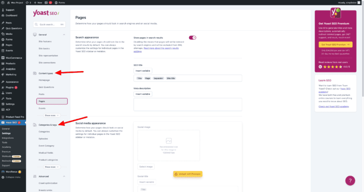 Pages-‹-Settings-Yoast-SEO-‹-Woo-Project-—-WordPress