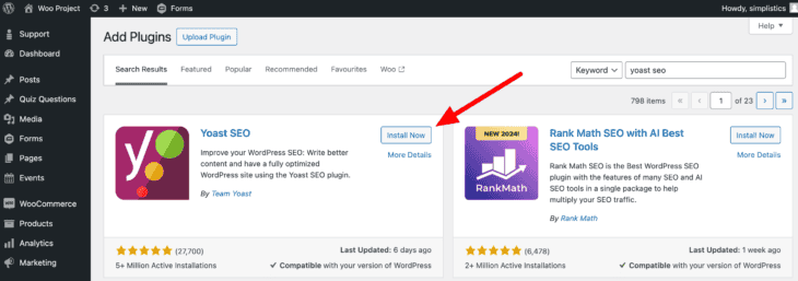 Click on the “Install Now” button once you have found the plugin