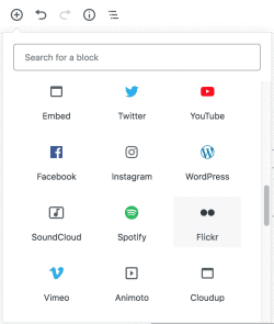 Select to embed vairous content from 3rd party sources easily