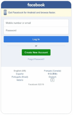 facebook.com mobile site screenshot