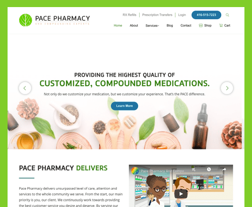 Pace Pharmacy - Custom WordPress Toronto Web Design