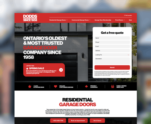 Dodds Garage Doors - Toronto Web Designer Project