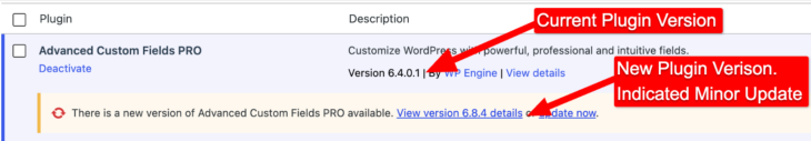 Identifying the current and update plugin versions
